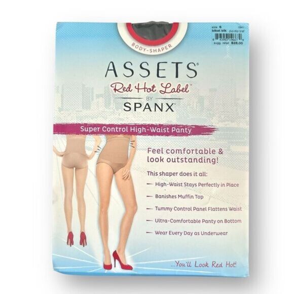 Spanx Assets 6F Black Red Hot Label Super Firm Control High Waist Shaping Panty - Picture 2 of 8